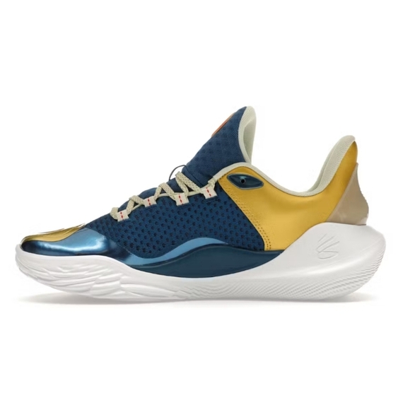 Under Armour Curry 11 Basketball Shoes, blue and gold, Mens, size 12 - Picture 4 of 9